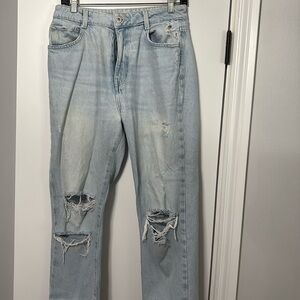 Zara light wash ripped jeans
